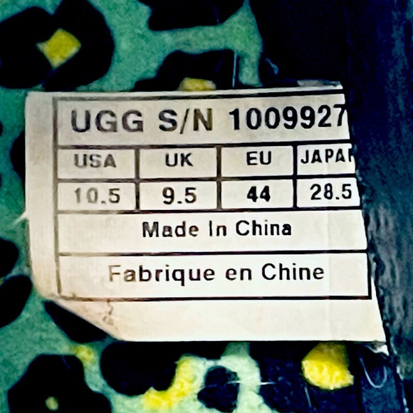 UGG Size 10.5 Colston Navy Blue with Green Cheetah Insoles 1009927 Rare Slip Ons - Picture 4 of 4